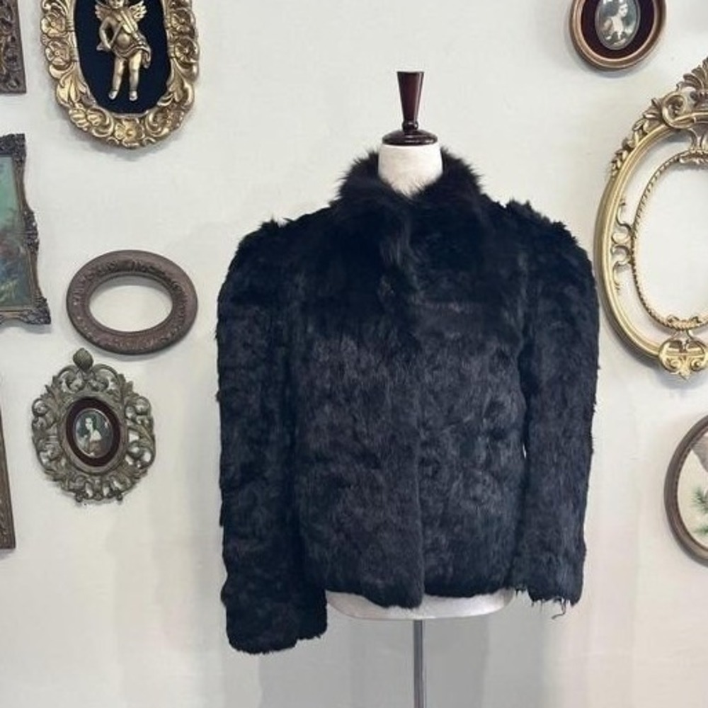Vintage Real Genuine Rabbit Fur Crop Jacket Size Medium